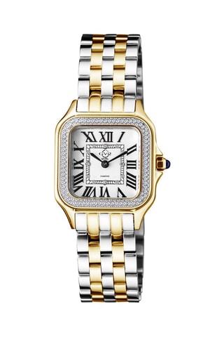 Montre à quartz en acier et diamants
