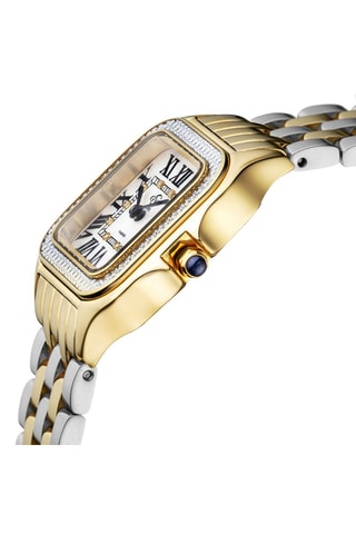 Montre à quartz en acier et diamants