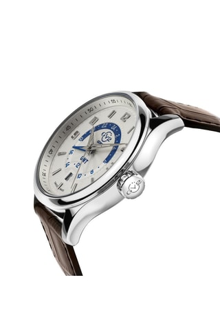 Montre à quartz en cuir Giromondo - Chronographe - Marron et argenté