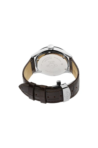 Montre à quartz en cuir Giromondo - Chronographe - Marron et argenté