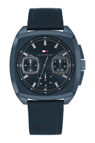 Leren Quartz Horloge - Marineblauw