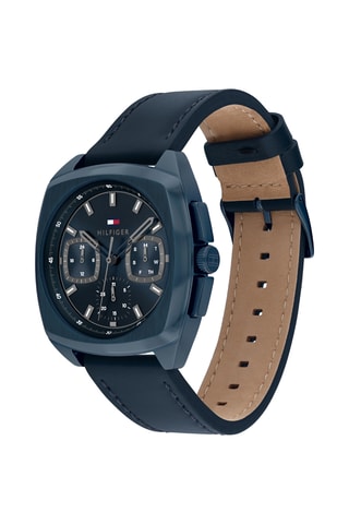 Leren Quartz Horloge - Marineblauw