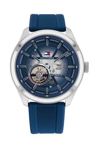 Automatisch Silicone Horloge - Marineblauw en Zilverkleurig