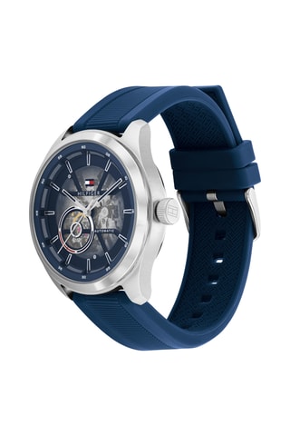 Automatisch Silicone Horloge - Marineblauw en Zilverkleurig