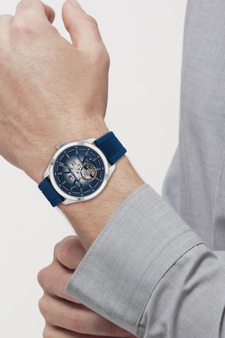 Automatisch Silicone Horloge - Marineblauw en Zilverkleurig