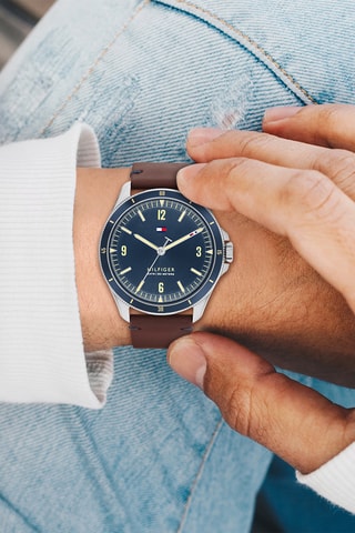 Leren Quartz Horloge - Bruin en Zilverkleurig