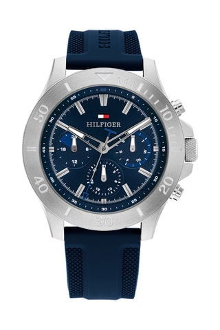 Silicone Quartz Horloge - Marineblauw en zilverkleurig