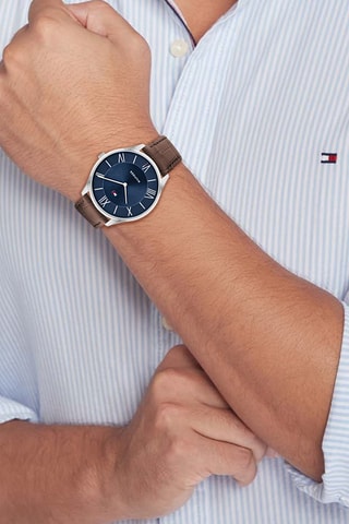 Leren Quartz Horloge - Bruin en Zilverkleurig