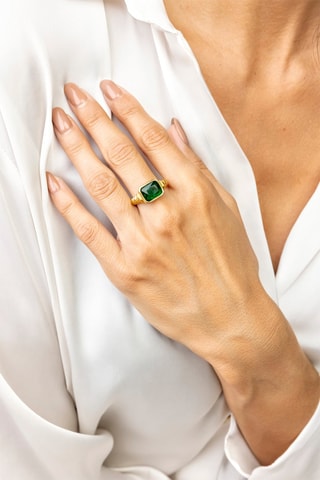 Anel - Dourado e verde - Tamanho 52 - Marc Malone