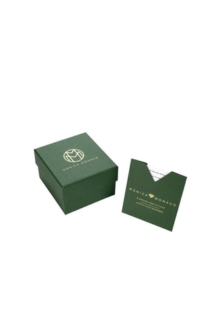 Relógio de quartzo em aço e diamante - Dourado e verde - Monica Monaco