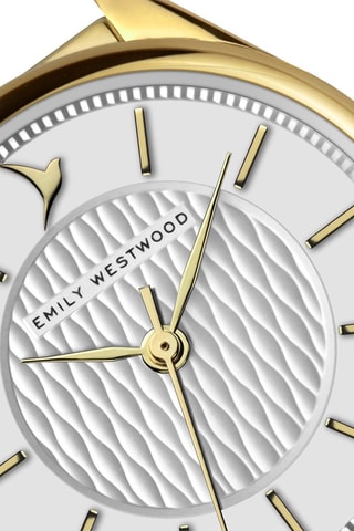 Relógio de quartzo em aço inoxidável - Dourado e branco - Emily Westwood