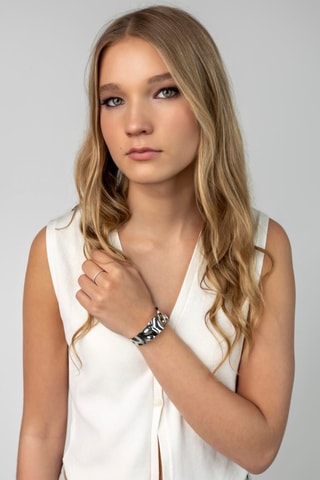 Pulseira aberta - Banhado a ouro branco - Marc Malone