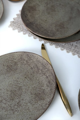 6 assiettes à dessert en grès - 23 cm