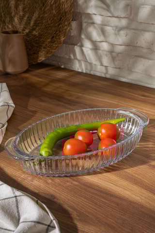 Plat de service en verre sans BPA - 28 x 4,5 x 16 cm