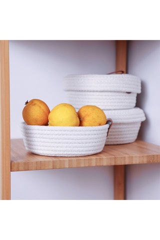 3 paniers de rangement - 15 x 15 x 7 cm - Ecru