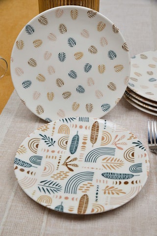 6 assiettes à dessert en porcelaine - 20 x 20 x 2 cm