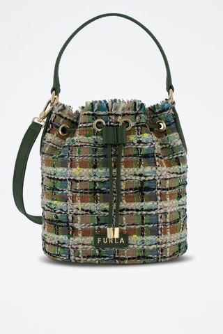 Kalfsleren Tweed Buideltas Clio Mini - Donkergroen