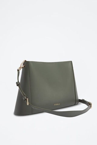 Kalfsleren Schoudertas Fleur M - Kaki 