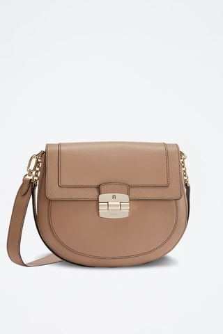 Sac bandoulière en cuir de veau Club 2 S - Beige