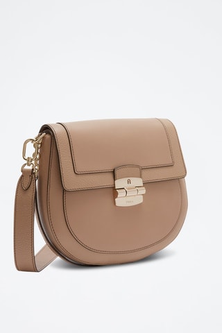 Sac bandoulière en cuir de veau Club 2 S - Beige