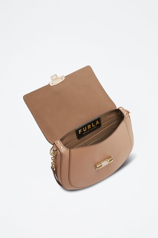 Sac bandoulière en cuir de veau Club 2 S - Beige
