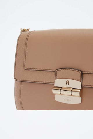 Sac bandoulière en cuir de veau Club 2 S - Beige