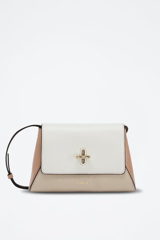 Kalfsleren Schoudertas Net Mini - Wit en Beige