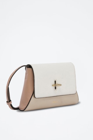 Kalfsleren Schoudertas Net Mini - Wit en Beige