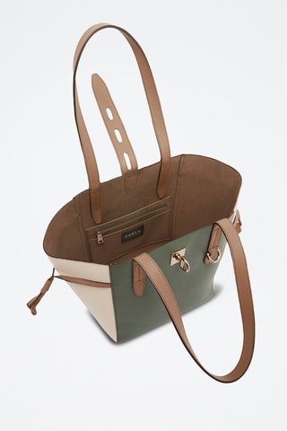 Kalfsleren Shopper Net M - Kaki
