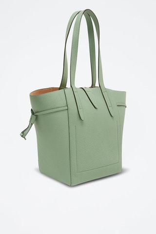 Kalfsleren Shopper Net M - Olijfgroen