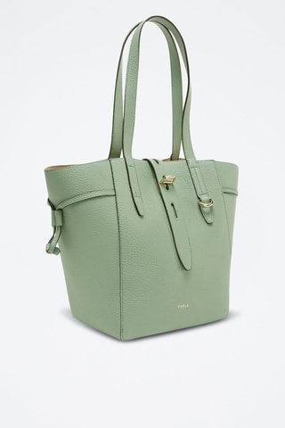 Kalfsleren Shopper Net M - Olijfgroen
