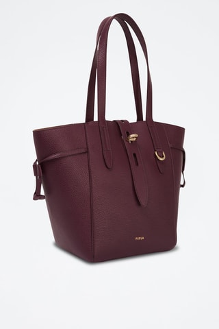 Kalfsleren Shopper Net M - Bordeauxrood