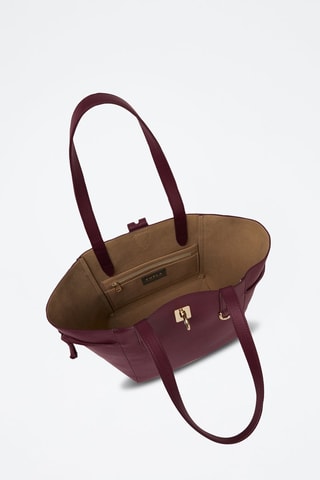 Kalfsleren Shopper Net M - Bordeauxrood