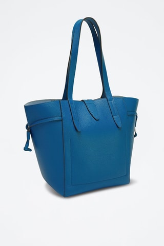 Kalfsleren Shopper Net M - Turquoise