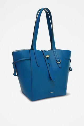 Kalfsleren Shopper Net M - Turquoise