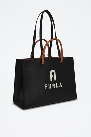 Leren Shopper Varsity Style - Zwart