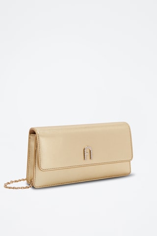 Leren Schoudertas Furla Diamante - goudkleurig