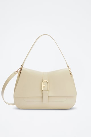 Leren Schoudertas Furla Flow - Beige