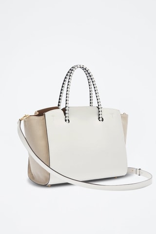 Leren Shopper Genesi M - Wit en Beige