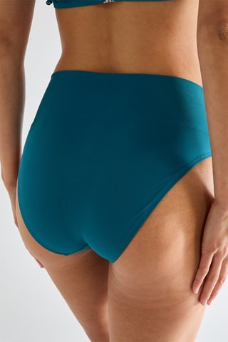 Cueca de biquíni de cintura alta Tobago - Azul-pato