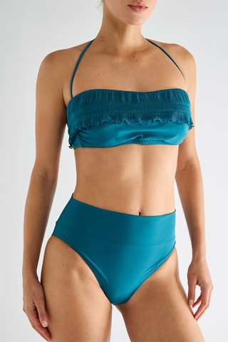 Cueca de biquíni de cintura alta Tobago - Azul-pato