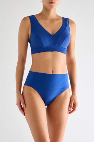 Cueca de biquíni de cintura alta Angie - Azul-real