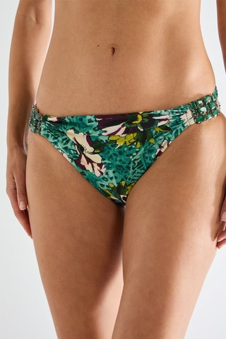 Cueca de biquíni Zina - Verde e banco