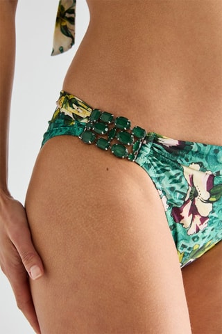 Cueca de biquíni Zina - Verde e banco