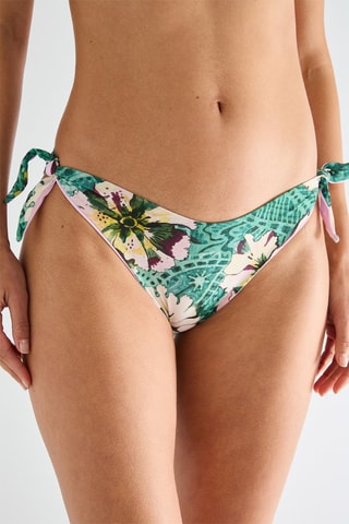 Cueca de biquíni Coralie reversível 02 - Verde e rosa