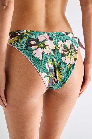 Cueca de biquíni Coralie reversível 02 - Verde e rosa