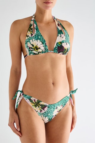 Cueca de biquíni Coralie reversível 02 - Verde e rosa