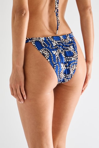 Cueca de biquíni Pona - Azul-real e branco