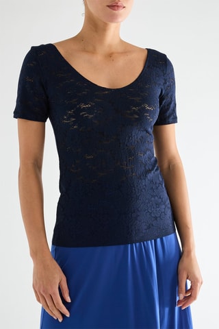 Top de renda Yann - Azul-marinho
