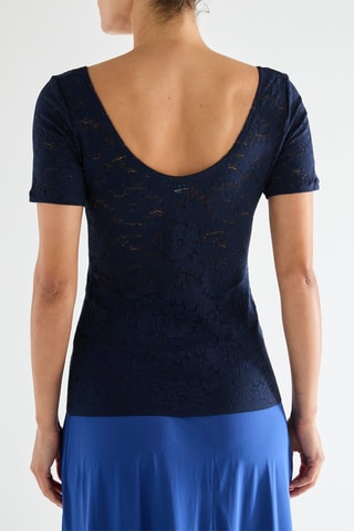 Top de renda Yann - Azul-marinho
